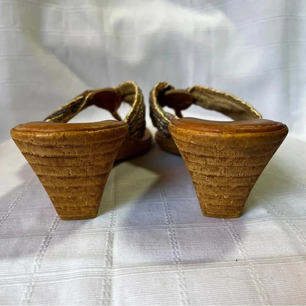 Made In Italy Designer Boho Goddess Fairy Sandals Size 6 Stacked Chunky Heel - Picture 8 of 11